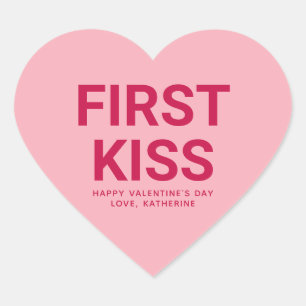 First kiss cute fun Valentine's Day conversation Heart Sticker
