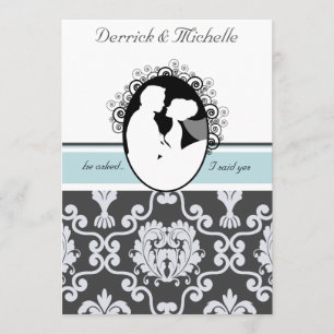 First Kiss Sea Blue Customized Wedding Invitation