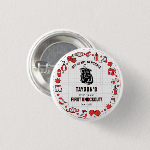 First Knockout Boxing 1st Birthday – Fun Kids 1 Inch Round Button