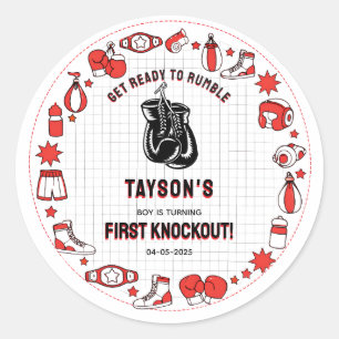 First Knockout Boxing 1st Birthday – Fun Kids  Classic Round Sticker