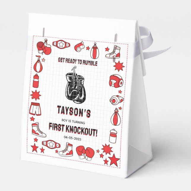 First Knockout Boxing 1st Birthday – Fun Kids  Favor Box (Back Side)