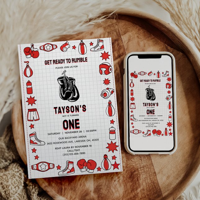 First Knockout Boxing 1st Birthday – Fun Kids Part Invitation (First Knockout Boxing 1st Birthday – Fun Kids Part Invitation
)