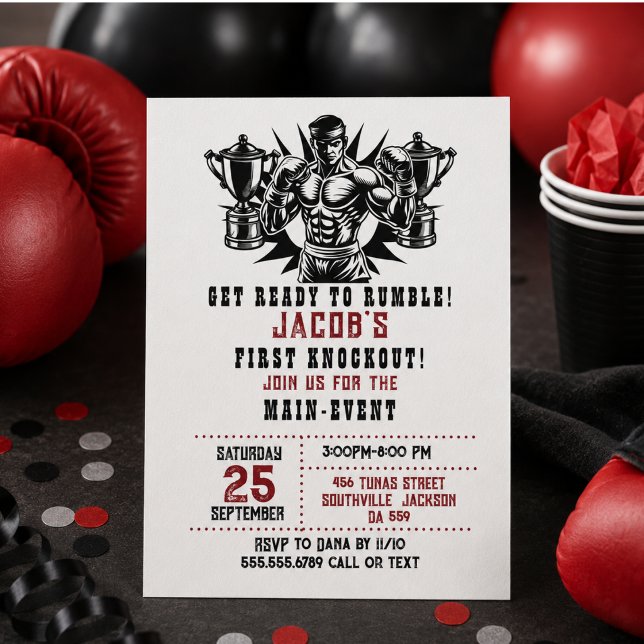 First Knockout Boxing Birthday Invitation (First Knockout Boxing Birthday Invitation)