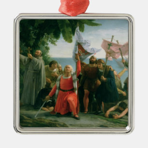 First Landing of Christopher Columbus in Metal Ornament