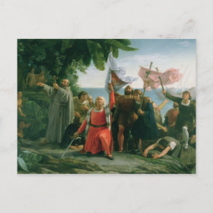 First Landing of Christopher Columbus in Postcard