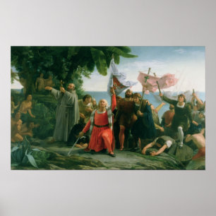 First Landing of Christopher Columbus in Poster