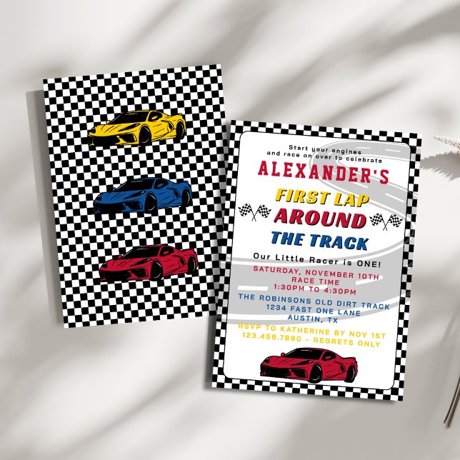 First Lap Around The Track Boys 1st Birthday Party Invitation (Creator Uploaded)