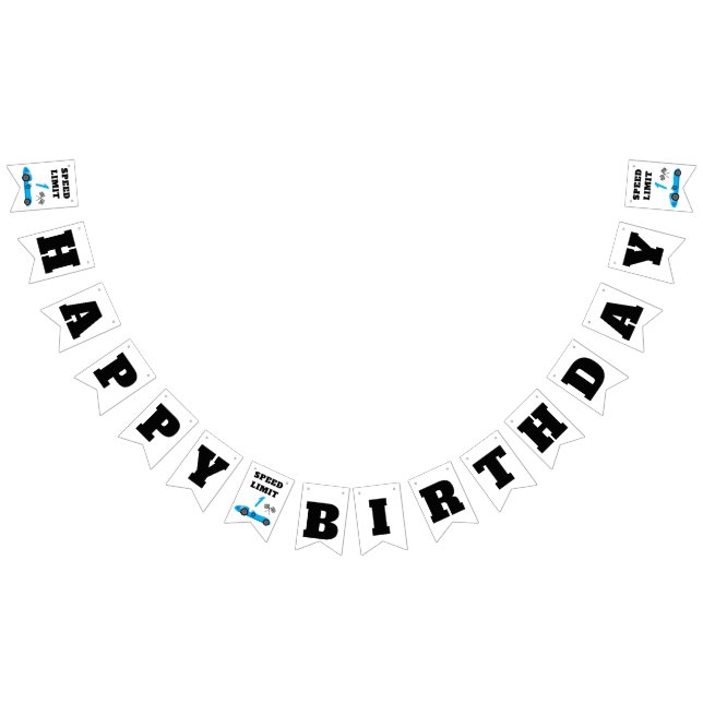 First Lap Around the Track, Happy Birthday Decor Bunting Flags (All)