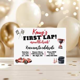 First Lap Around the Track, Kids' Birthday Party Invitation