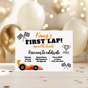 First Lap Around the Track, Kids' Birthday Party Invitation