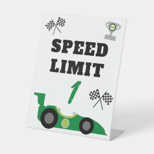 First Lap Around the Track, Kids' Birthday Party Pedestal Sign