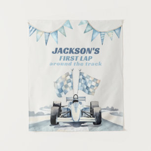 First Lap Around The Track Race Car 1st Birthday Tapestry