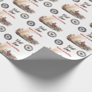 First Lap Little Racer 1st Birthday Wrapping Paper