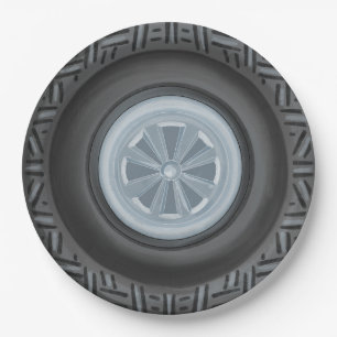 First Lap or Two Fast Racecar Racetrack Birthday Paper Plate