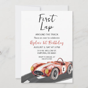 First Lap Race Car 1er Anniversaire Invitation
