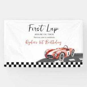 First Lap Race Car 1st Birthday  Banner