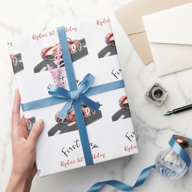 First Lap Race Car 1st Birthday  Wrapping Paper (Gifting)