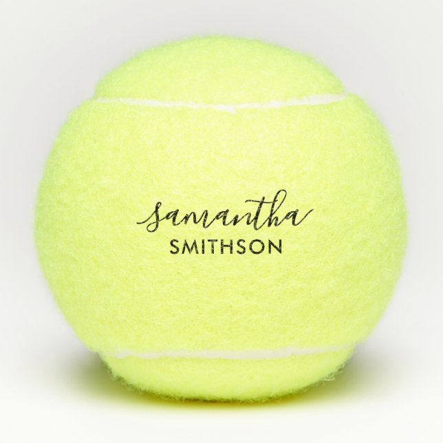First Last Name Personalized Elegant Script Tennis Tennis Balls (Front)