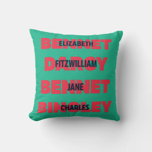 First & Last Names of Pride & Prejudice Characters Throw Pillow