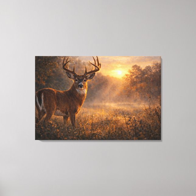 First Light | Whitetail Deer Art | Stretched Canvas Print (Front)
