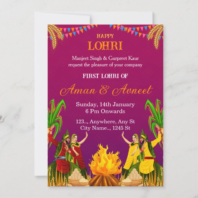 First Lohri Celebration Invitation Card (Devant)
