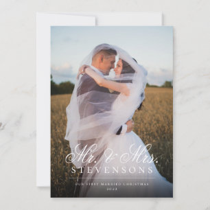 First Married Christmas Mr. and Mrs. Full Photo Holiday Card