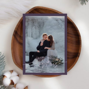 First Married Christmas Newlywed Photo Plum Holiday Card
