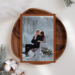 First Married Christmas Newlywed Photo Terracotta Holiday Card
