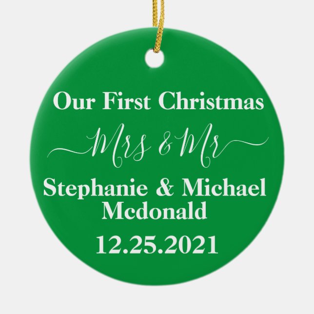 First Married Christmas Ornament - Mr & Mrs (Front)