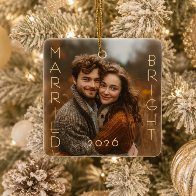 First Married Christmas Photo Keepsake  Ceramic Ornament (Creator Uploaded)