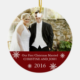 First Married II ı Customizable Christmas ornamen Ceramic Ornament