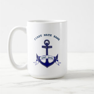 First Mate Anchor Custom Nautical Coffee Mug