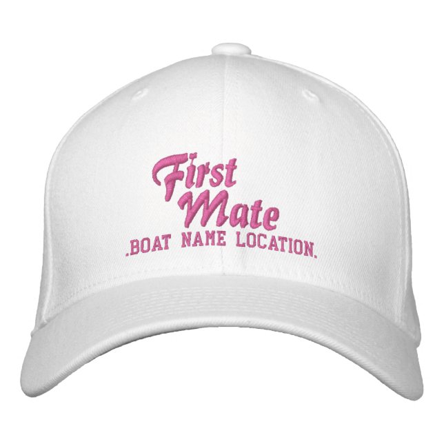 FIRST MATE Customizable Boat Name Your Name Embroidered Hat (Front)