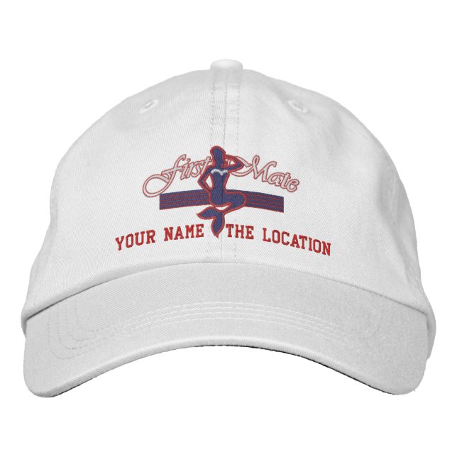 FIRST MATE Customizable Boat Name Your Name Embroidered Hat (Front)