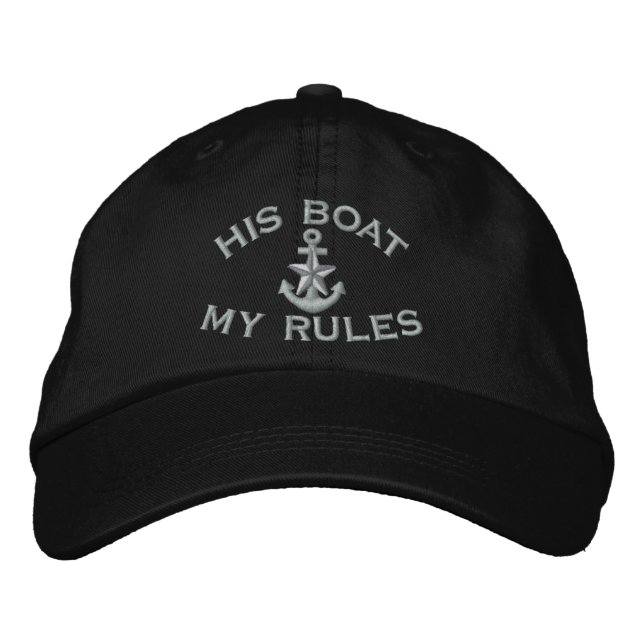 First Mate His Boat My Rules Silver Star Anchor Embroidered Hat (Front)