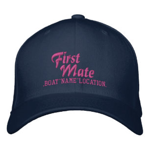 FIRST MATE Personalized Boat Name Your Name Embroidered Hat