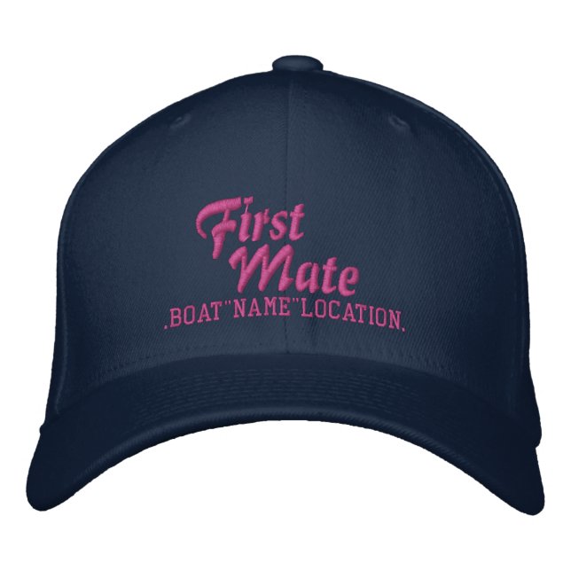 FIRST MATE Personalized Boat Name Your Name Embroidered Hat (Front)