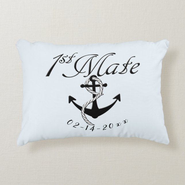 First Mate with Anchor Accent Pillow (Front)