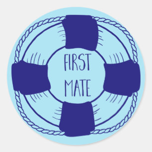 First Mate with Life Preserver Classic Round Sticker