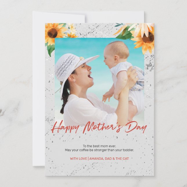 First Mom Happy Mother's Day Floral Photo Card (Front)
