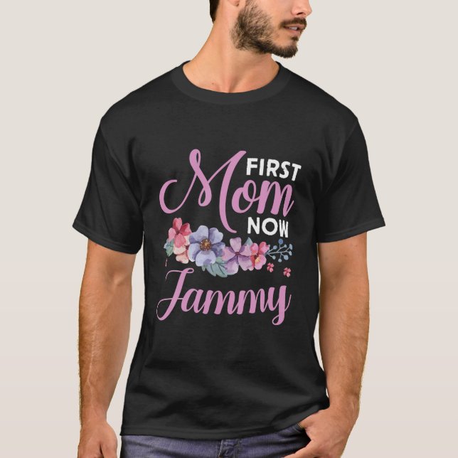 First Mom Now Jammy Grandma Blessings Promoted Mot T-Shirt (Front)