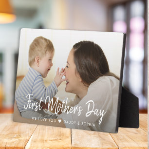 First Mother Day Modern Script Baby Photo Plaque