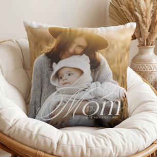 First Mother’s Day Mom Baby Photo Keepsake Gift Throw Pillow