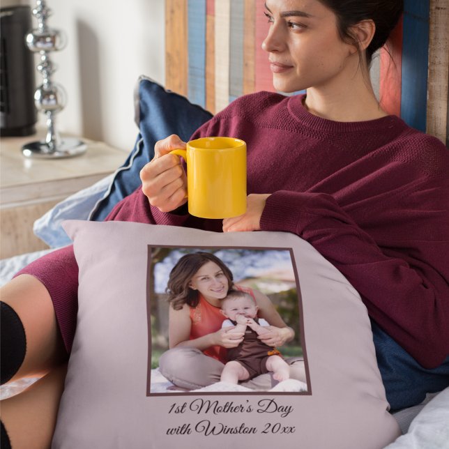 First Mother’s Day Photo Throw Pillow (Creator Uploaded)