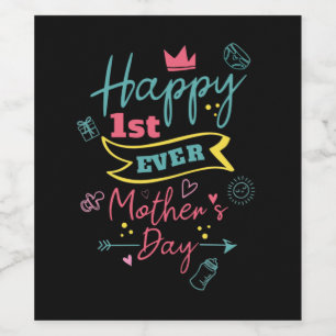First Mothers Day 1st Time Mom Wine Label