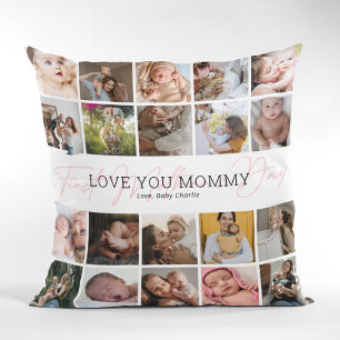 First Mother's Day 20 Photo Collage Throw Pillow