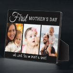 First Mother's Day 3 Photo Collage Black And White Plaque<br><div class="desc">Celebrate the special occasion of First Mother's Day with our beautiful 3 Photo Collage Black And White Plaque. This modern photo keepsake features a 3 picture template, allowing you to create your own personalized gift for the new mom in your life. The sleek black and white design adds a touch...</div>