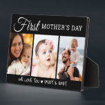 First Mother's Day 3 Photo Collage Black And White Plaque<br><div class="desc">Celebrate the special occasion of First Mother's Day with our beautiful 3 Photo Collage Black And White Plaque. This modern photo keepsake features a 3 picture template, allowing you to create your own personalized gift for the new mom in your life. The sleek black and white design adds a touch...</div>