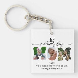 First Mother's Day 3 Photos Collage Mom cut out Keychain