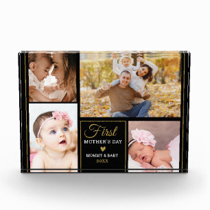 First Mother's Day Black And Gold 4 photo Collage 